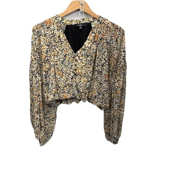 Lulus Season of Blooms Cream Multi Floral Print Size Small Balloon Sleeve - Picture 2 of 14